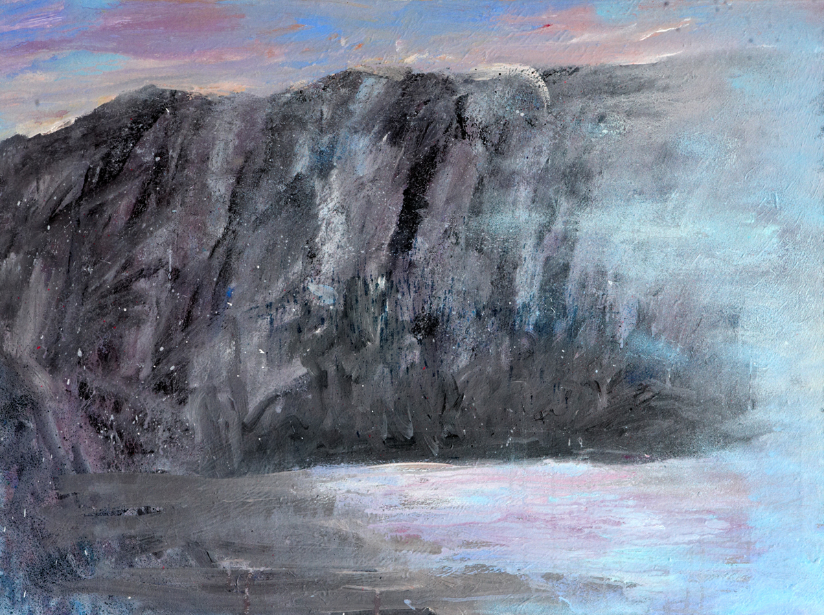 Cader Idris, Mist Clearing, 2011, acrylic and enamels on canvas, 78 x 104cm